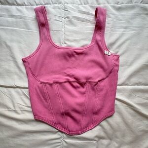 VS Pink Ribbed Corset Tank Top